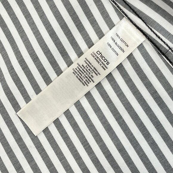 SOLD NWT CHICOS Size 0P Petite Small No-Iron Long Sleeve White Striped Shirt - Picture 12 of 16